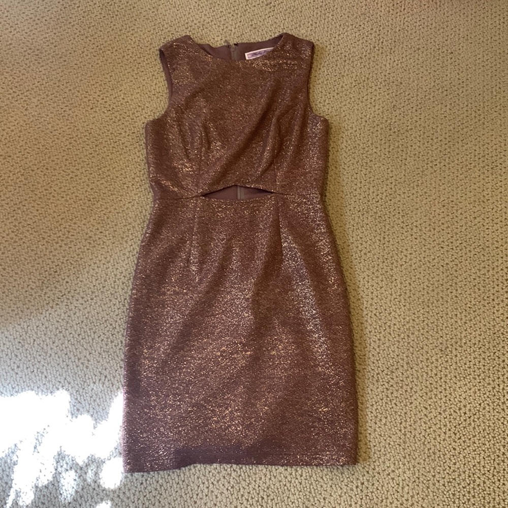 Hailey Logan Gold sparky dress with cut out